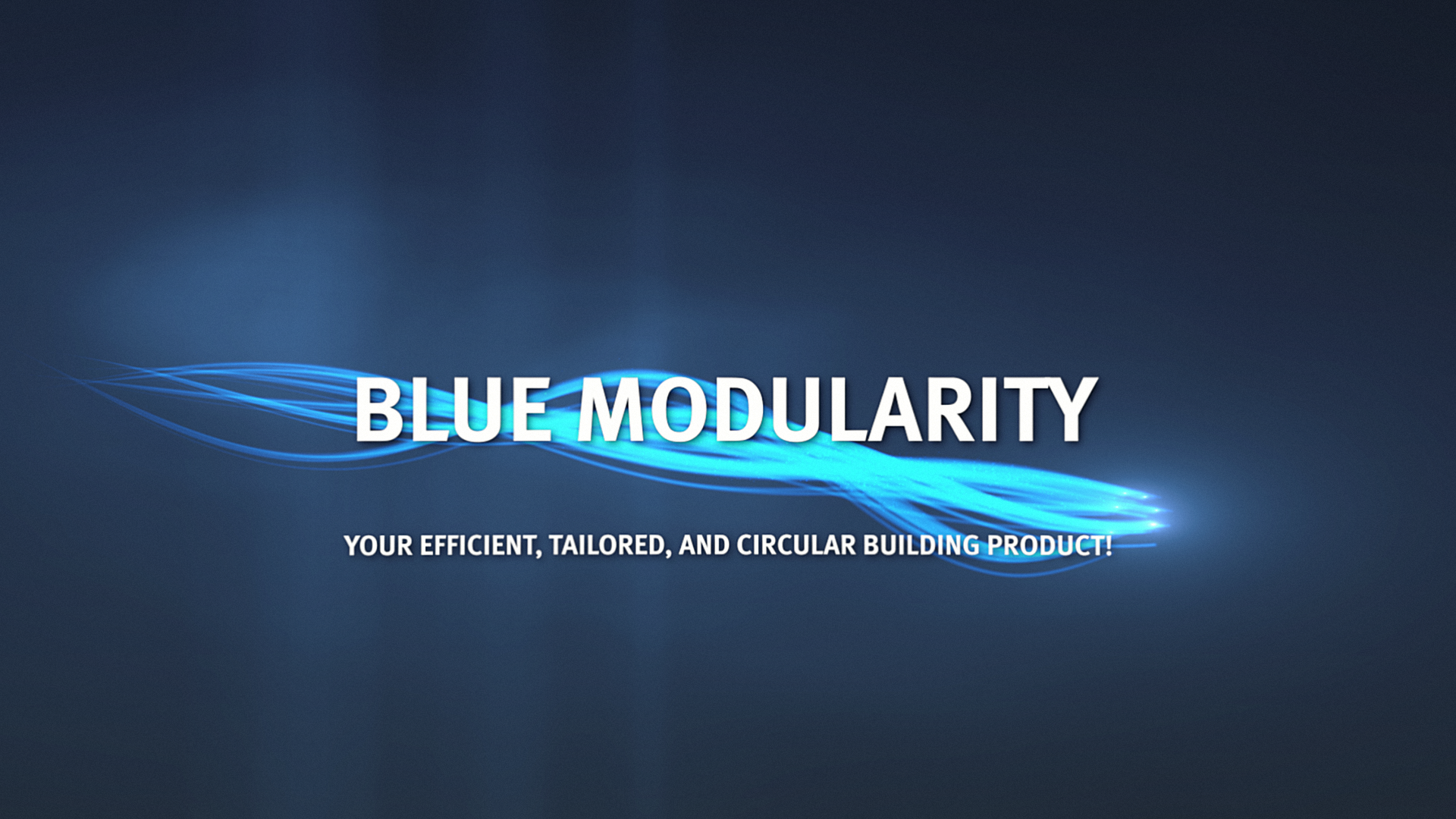 Schriftzug Blue Modularity, im Hintergrund leuchtend blaue Linien, die vorbeifliegen