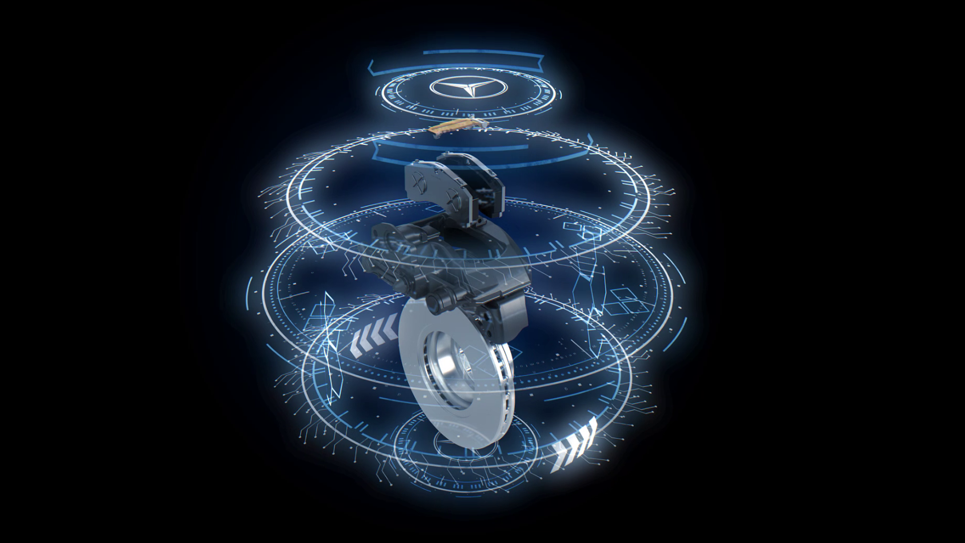 Contents of the Actros brake as an interesting diagram in white and blue tones